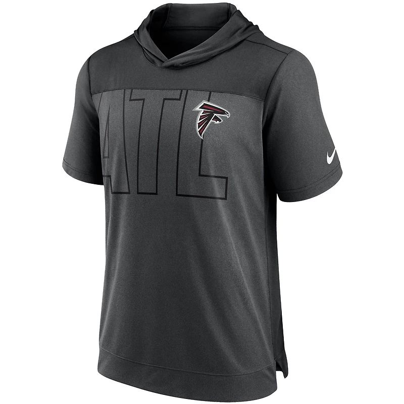 T-shirt à capuche Performance Atlanta Falcons Nike anthracite chiné/noir pour homme