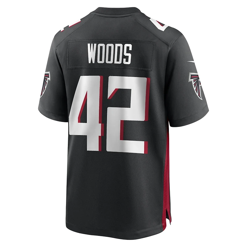 Maillot Nike Josh Woods noir pour homme des Falcons d'Atlanta