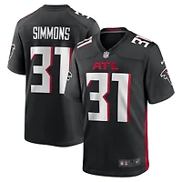 Maillot de match Nike Justin Simmons noir pour homme des Falcons d'Atlanta