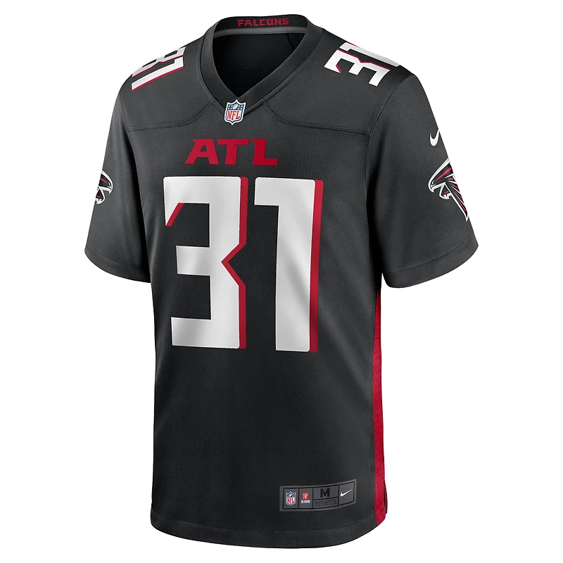 Maillot de match Nike Justin Simmons noir pour homme des Falcons d'Atlanta