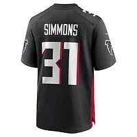 Maillot de match Nike Justin Simmons noir pour homme des Falcons d'Atlanta