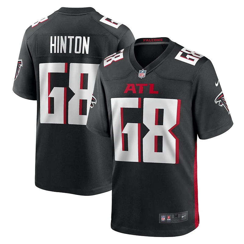 Maillot de match l'équipe Nike Kyle Hinton des Falcons d'Atlanta pour homme, noir