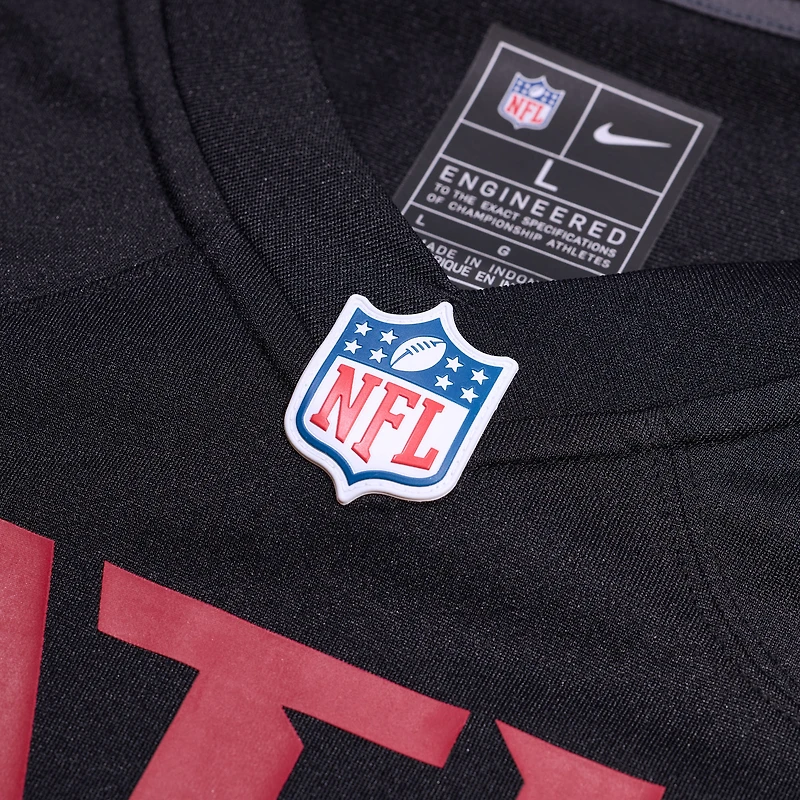 Maillot de match l'équipe Nike Kyle Hinton des Falcons d'Atlanta pour homme, noir