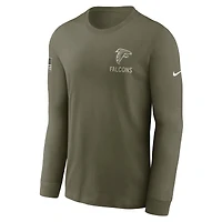 Men's Nike Olive Atlanta Falcons 2025 Salute to Service Sideline Long Sleeve T-Shirt