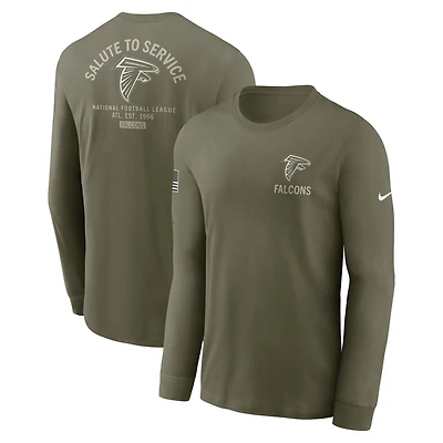 T-shirt à manches longues Nike Olive Atlanta Falcons 2025 Salute to Service Sideline pour homme