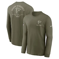 T-shirt à manches longues Nike Olive Atlanta Falcons 2025 Salute to Service Sideline pour homme
