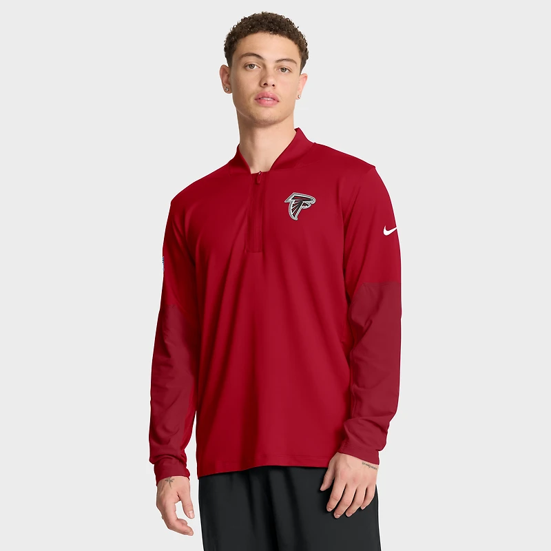 Pull Nike rouge Atlanta Falcons Sideline Dri-FIT à demi-zip pour homme