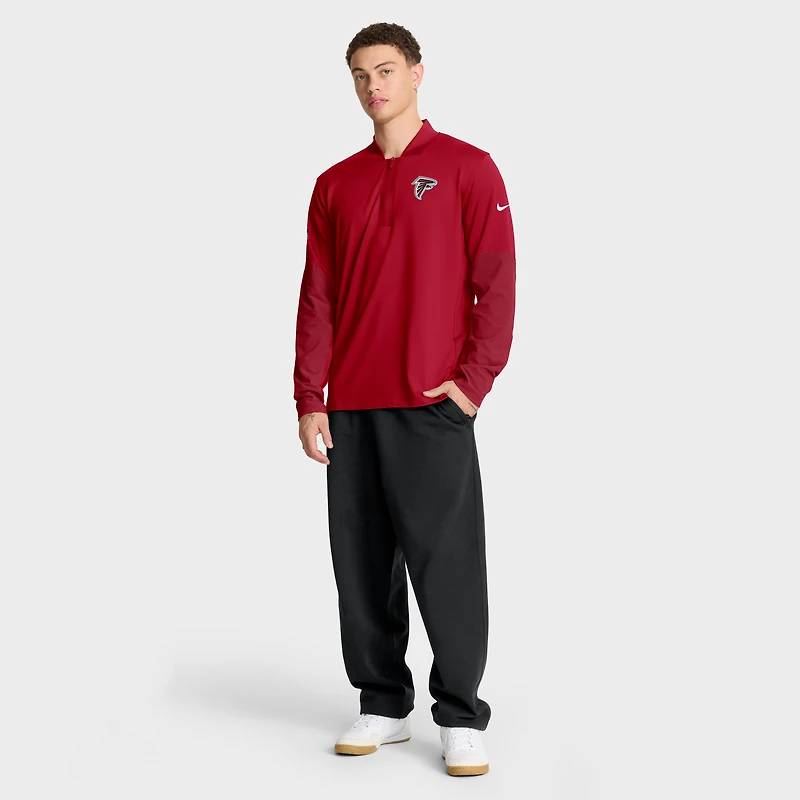 Pull Nike rouge Atlanta Falcons Sideline Dri-FIT à demi-zip pour homme