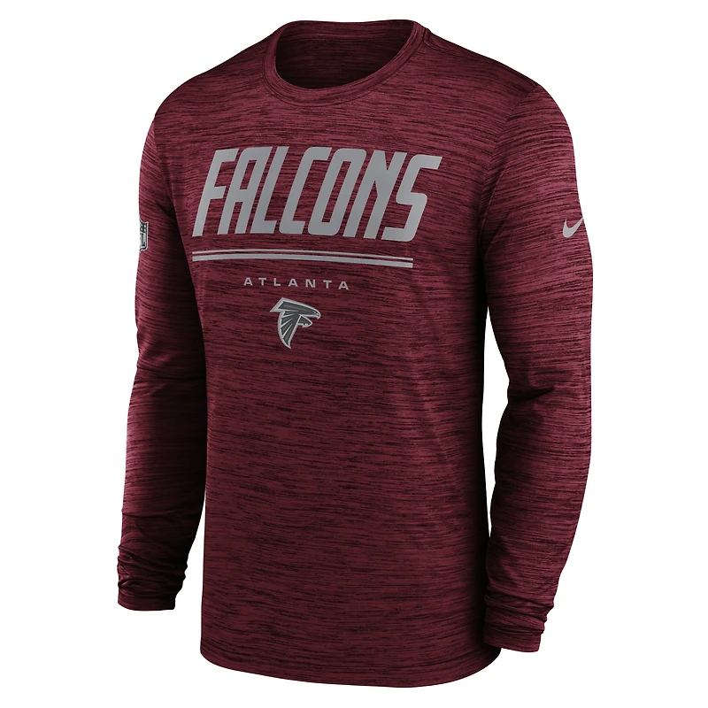 Men's Nike Red Atlanta Falcons Sideline Offensive Transition Velocity Dri-FIT Long Sleeve T-Shirt