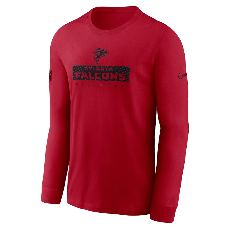 T-shirt à manches longues Nike rouge Atlanta Falcons Sideline Performance pour homme