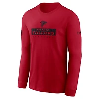 T-shirt à manches longues Nike rouge Atlanta Falcons Sideline Performance pour homme