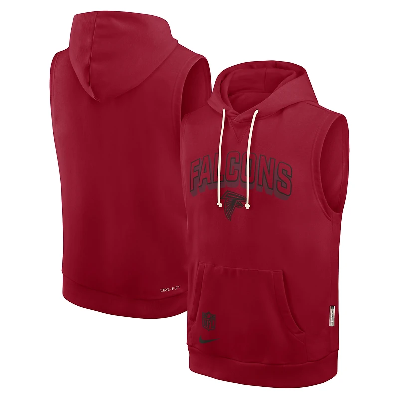 Sweat à capuche sans manches Nike rouge Atlanta Falcons Sideline Performance pour homme