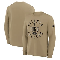 T-shirt à manches longues Nike Atlanta Falcons Blitz Package Rewind Slub Dri-FIT pour homme, couleur beige.