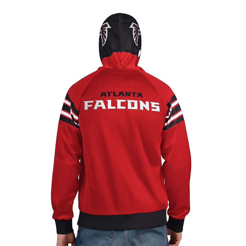 Veste de survêtement à capuche entièrement zippée Pro Player rouge/noir pour homme des Atlanta Falcons