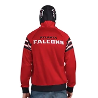 Veste de survêtement à capuche entièrement zippée Pro Player rouge/noir pour homme des Atlanta Falcons