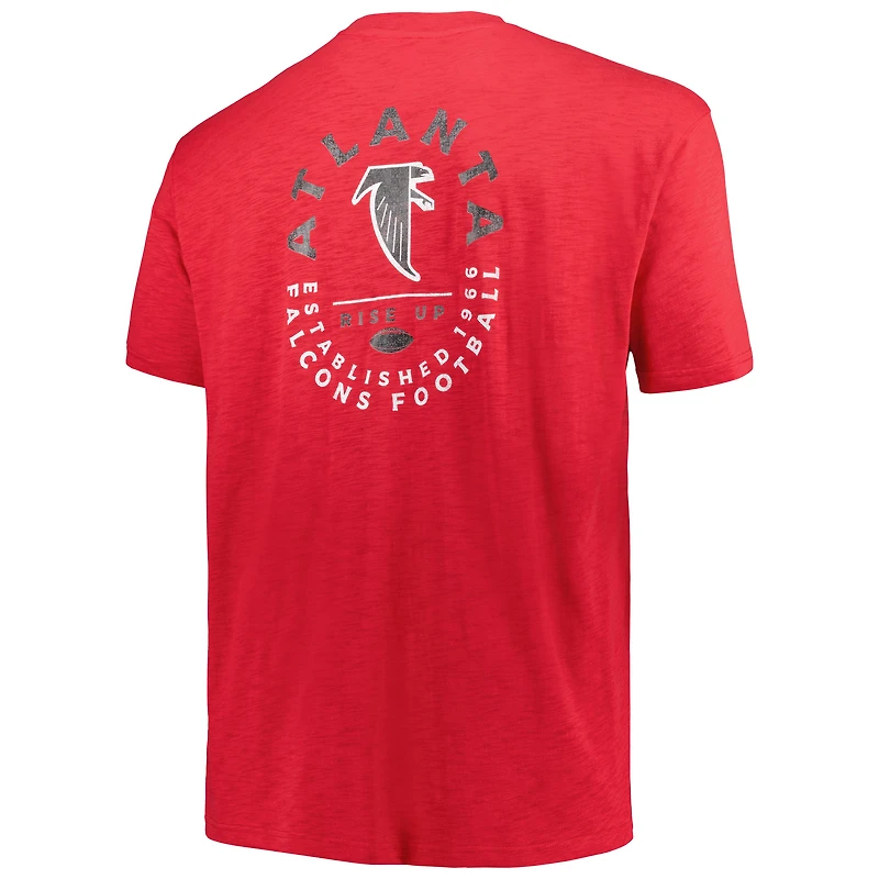 T-shirt rouge à deux coups pour hommes des Falcons d'Atlanta Big & Tall