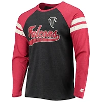 T-shirt à manches longues raglan Starter noir/rouge Atlanta Falcons Throwback League pour homme