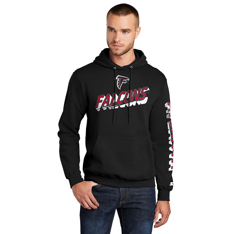 Men's Starter Black Atlanta Falcons Wordmark Logo Pullover Hoodie