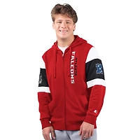 Sweat à capuche zippé intégral Atlanta Falcons Extreme pour homme, rouge