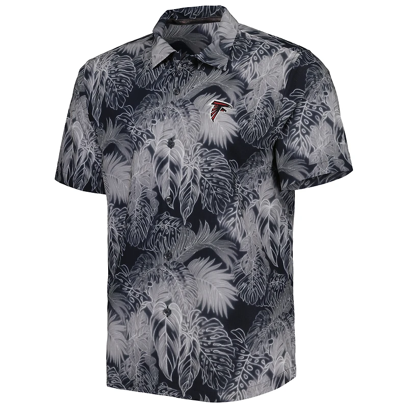 Chemise boutonnée Tommy Bahama pour homme noire Atlanta Falcons Coast luminescent Fronds Camp IslandZone