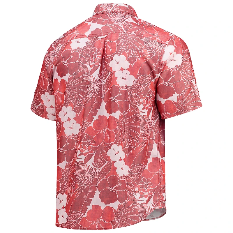 Chemise boutonnée à motif floral IslandZone des Atlanta Falcons de Tommy Bahama pour homme, rouge, Coconut Point Playa