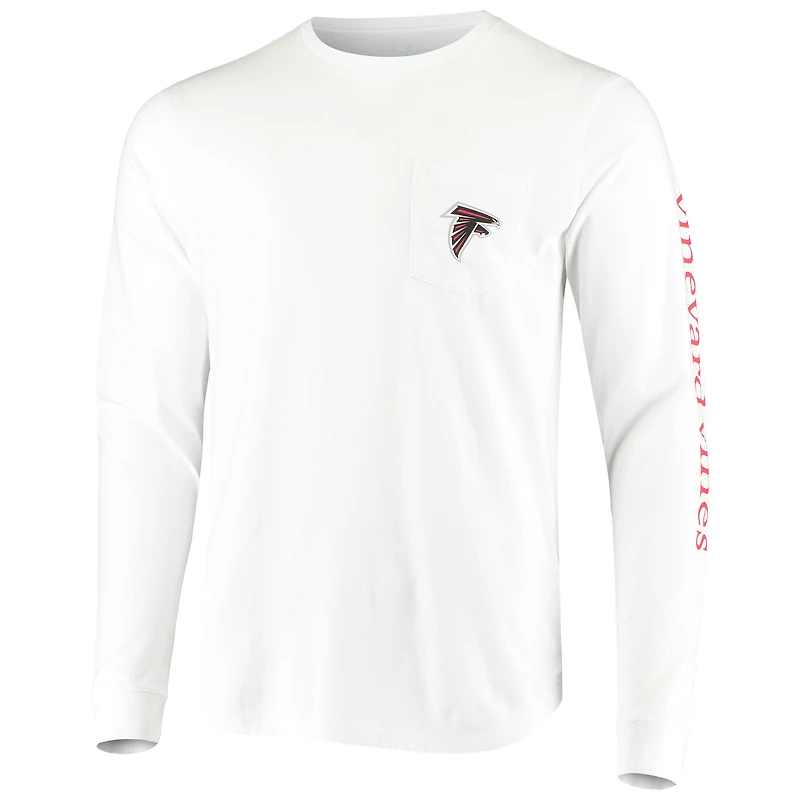 T-shirt à manches longues avec casque de baleine des Atlanta Falcons Vineyard Vines pour homme, blanc
