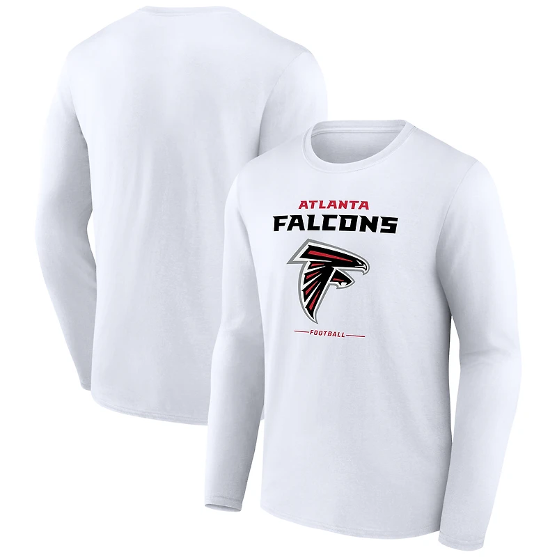 Men's  White Atlanta Falcons Team Lockup Long Sleeve T-Shirt