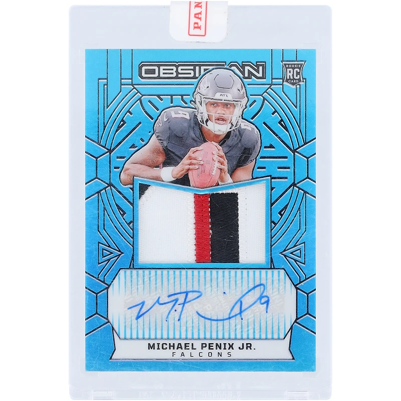 Carte de recrue autographiée de Michael Penix Jr. (Atlanta Falcons) 2024 Panini Obsidian Tri-Color Relic Blue #RJJ-MPJ #13/25
