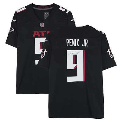 Maillot Nike Vapor F.U.S.E. noir dédicacé par Michael Penix Jr. des Falcons d'Atlanta
