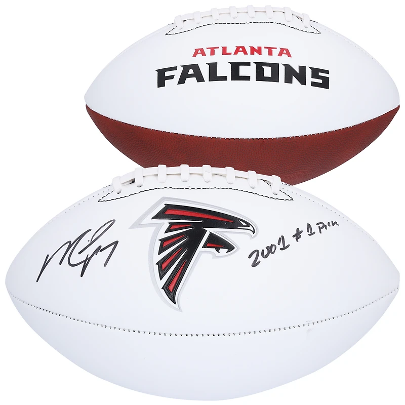 Michael Vick Atlanta Falcons Autographed Franklin White Panel Football with "2001 #1 Pick" Inscription