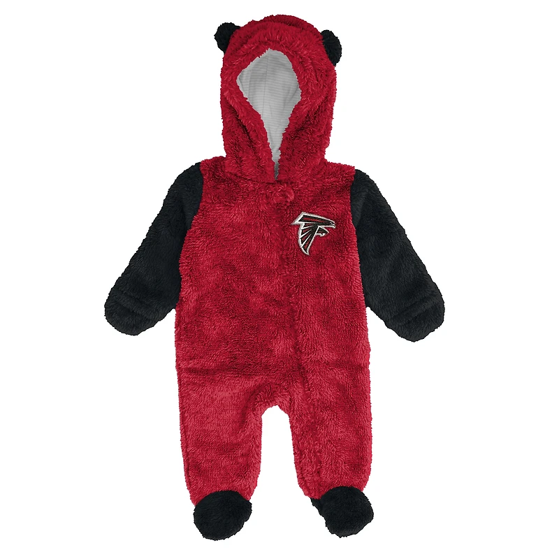 Grenouillère polaire rouge à fermeture éclair pour nouveau-né et nourrisson Outerstuff, motif Falcons d'Atlanta