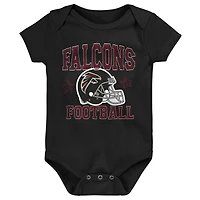 Newborn & Infant Red/Black/Heather Gray Atlanta Falcons Game On Three-Piece Bodysuit Set