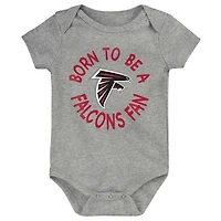 Newborn & Infant Red/Black/Heather Gray Atlanta Falcons Game On Three-Piece Bodysuit Set