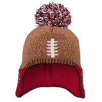 Bonnet en tricot marron avec pompon pour enfant d'âge préscolaire, motif tête de football des Falcons d'Atlanta