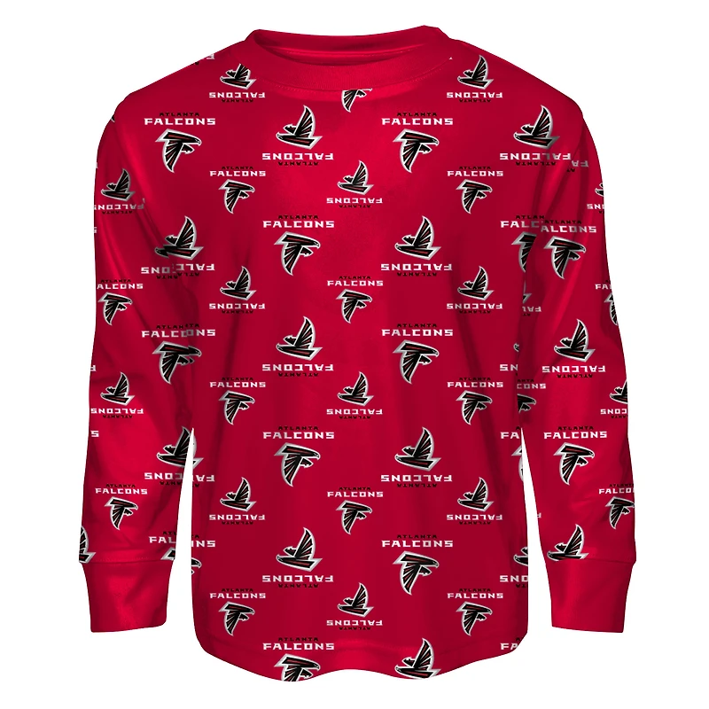 Ensemble de nuit pour tout-petit Outerstuff rouge Atlanta Falcons avec t-shirt à manches longues et pantalon imprimés