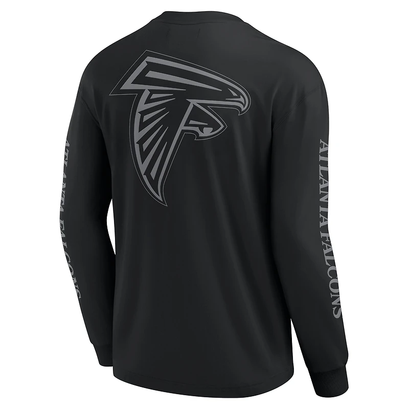 T-shirt unisexe à manches longues Fanatics noir des Falcons d'Atlanta Elements Strive