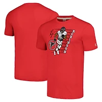 T-shirt unisexe en mélange de trois matières, hommage à Bijan Robinson, joueur des Falcons d'Atlanta, rouge, caricature.