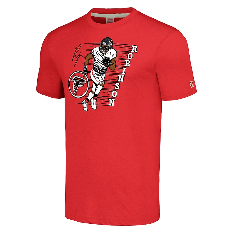 Unisex Homage Bijan Robinson Red Atlanta Falcons Caricature Player Tri-Blend T-Shirt