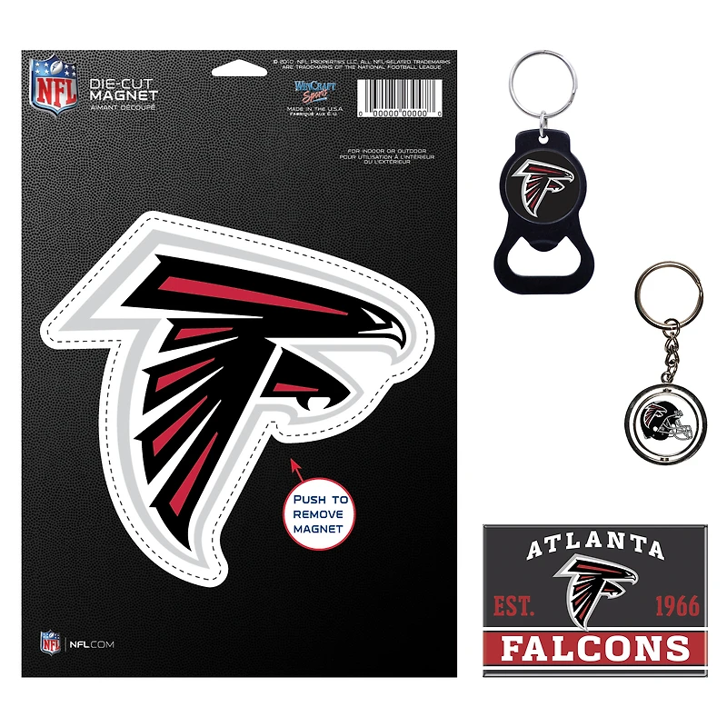 Ensemble de 4 porte-clés et aimants WinCraft Atlanta Falcons