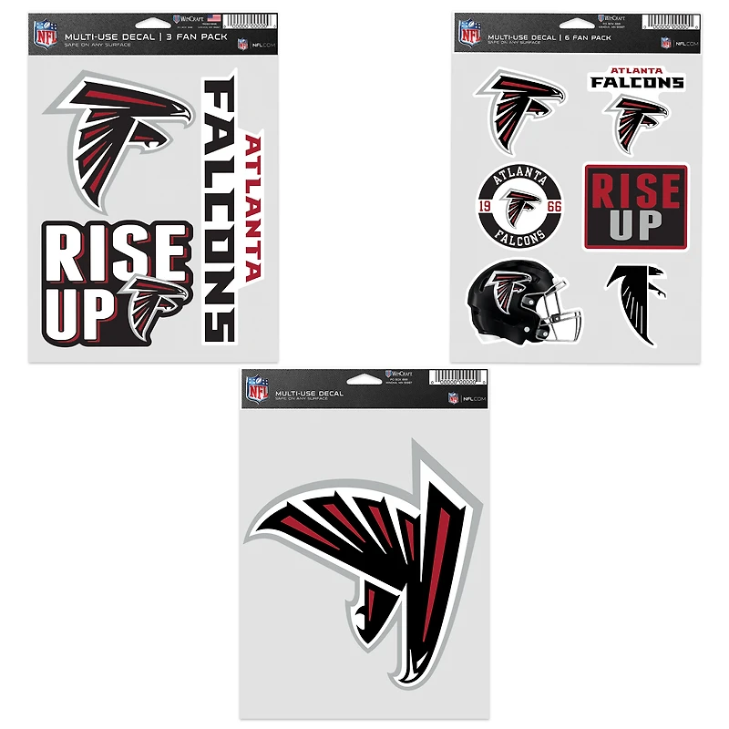 Lot de trois autocollants WinCraft pour fans des Falcons d'Atlanta