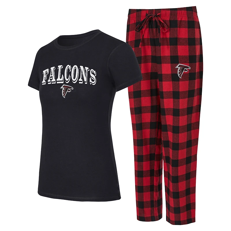 Ensemble pyjama en flanelle noir/rouge Atlanta Falcons Avondale pour femme Concepts Sport
