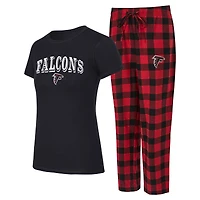 Ensemble pyjama en flanelle noir/rouge Atlanta Falcons Avondale pour femme Concepts Sport