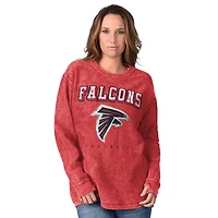 Women's G-III 4Her by Carl Banks  Red Atlanta Falcons Comfy Cord Distressed Pullover Sweatshirt