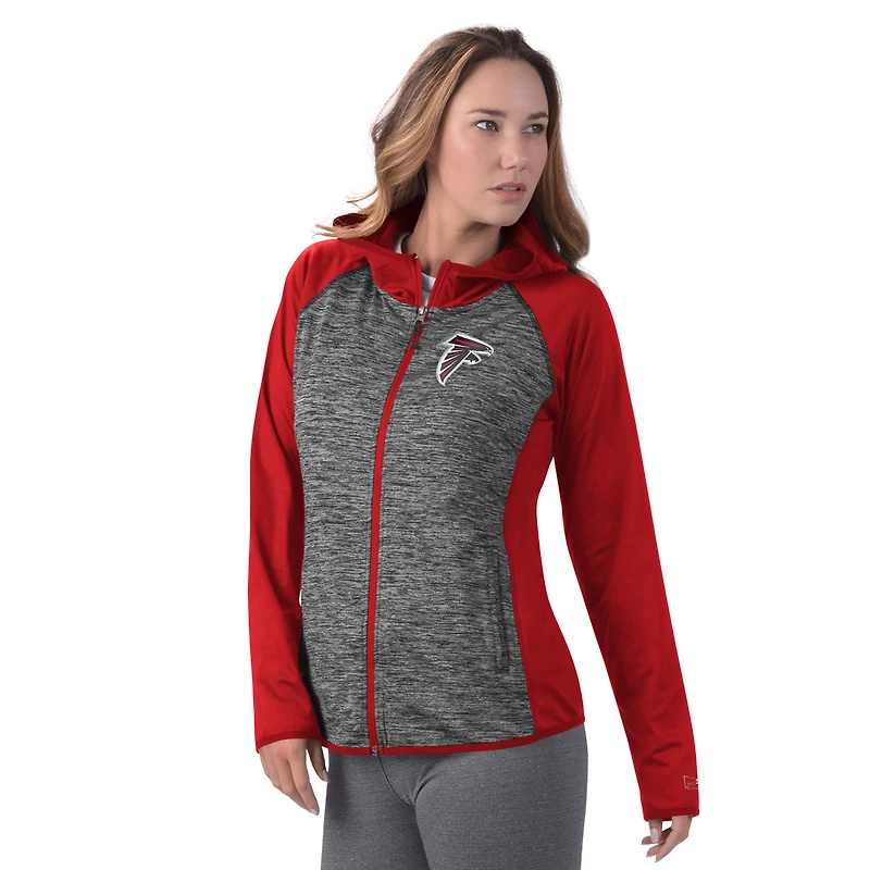 Veste zippée entièrement teintée MSX by Michael Strahan pour femme des Falcons d'Atlanta Leslie Space Dyed Raglan rouge