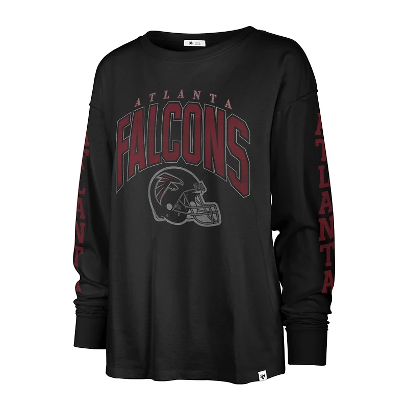 Women's '47 Black Atlanta Falcons Tom Cat Lightweight Long Sleeve T-Shirt