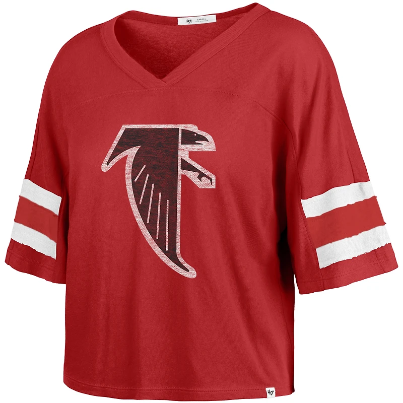 Women's '47 Red Atlanta Falcons Premier Scout Cropped V-Neck T-Shirt