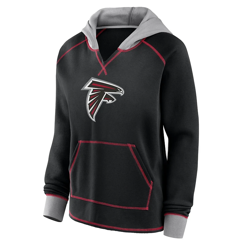 Sweat à capuche col en V polaire Boom Falcons d'Atlanta noir pour femme