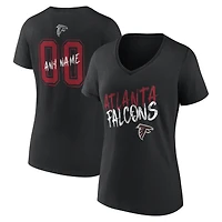 T-shirt à col en V personnalisé avec nom et numéro des Atlanta Falcons pour femmes, noir