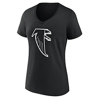 T-shirt noir authentique classique pour femme des Falcons d'Atlanta, col en V, personnalisé avec nom et numéro