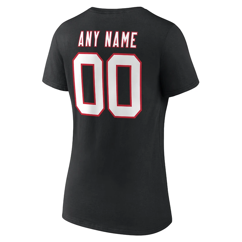 Women's Black Atlanta Falcons Team Authentic Classic Personalized Name & Number V-Neck T-Shirt